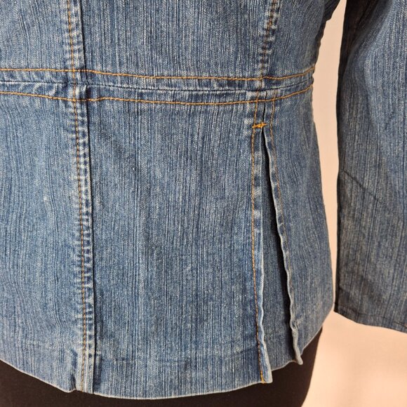 Vintage Womens Military Style Peplum Jean Jacket Sz XL Cropped Cotton Casual - Picture 6 of 16